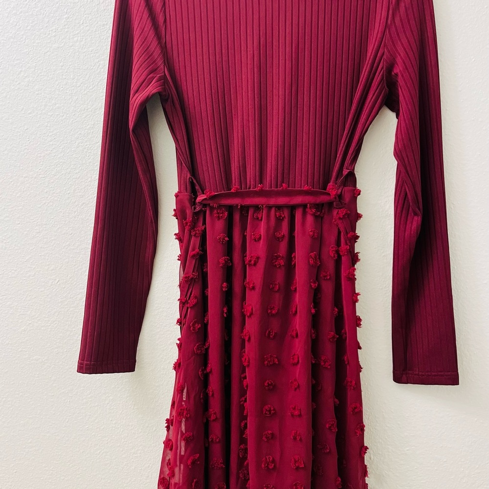 Chic Red Textured Dress